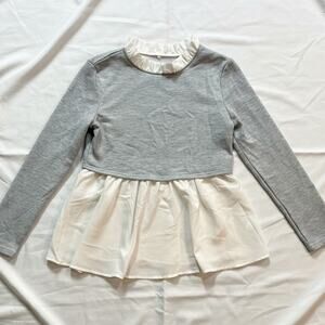 Gray Layered Pullover Sweater Top Womens Medium